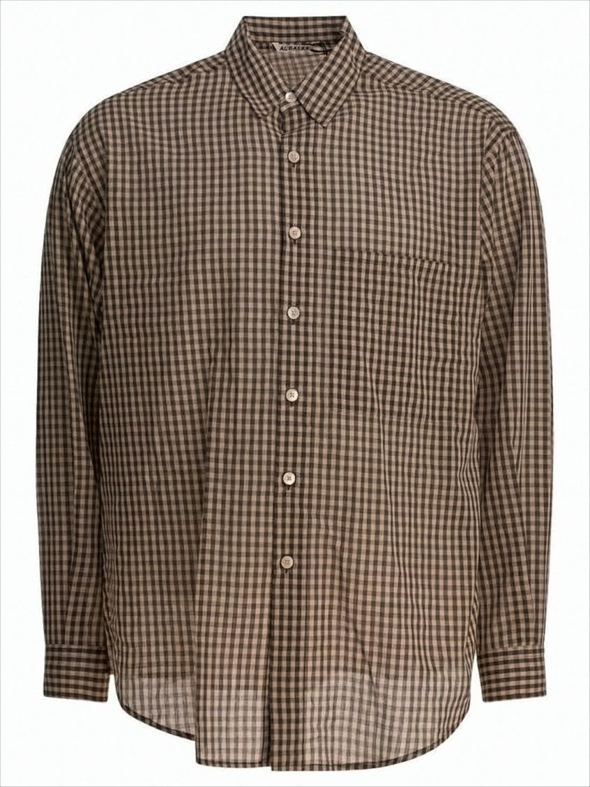 Auralee Classic Gingham Check Long-Sleeve Shirt