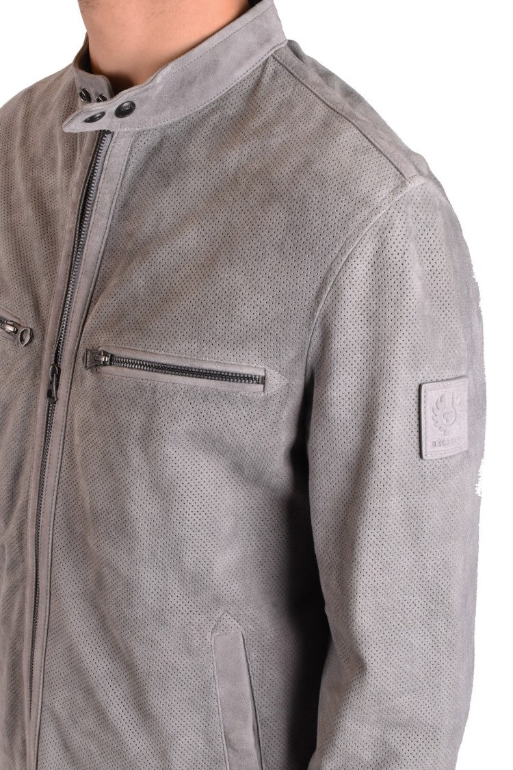 Belstaff Grey Technical Nylon Zip-Up Jacket