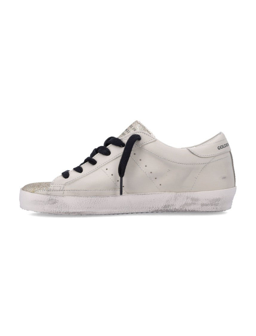 Golden Goose Distressed White Leather Low-Top Sneakers