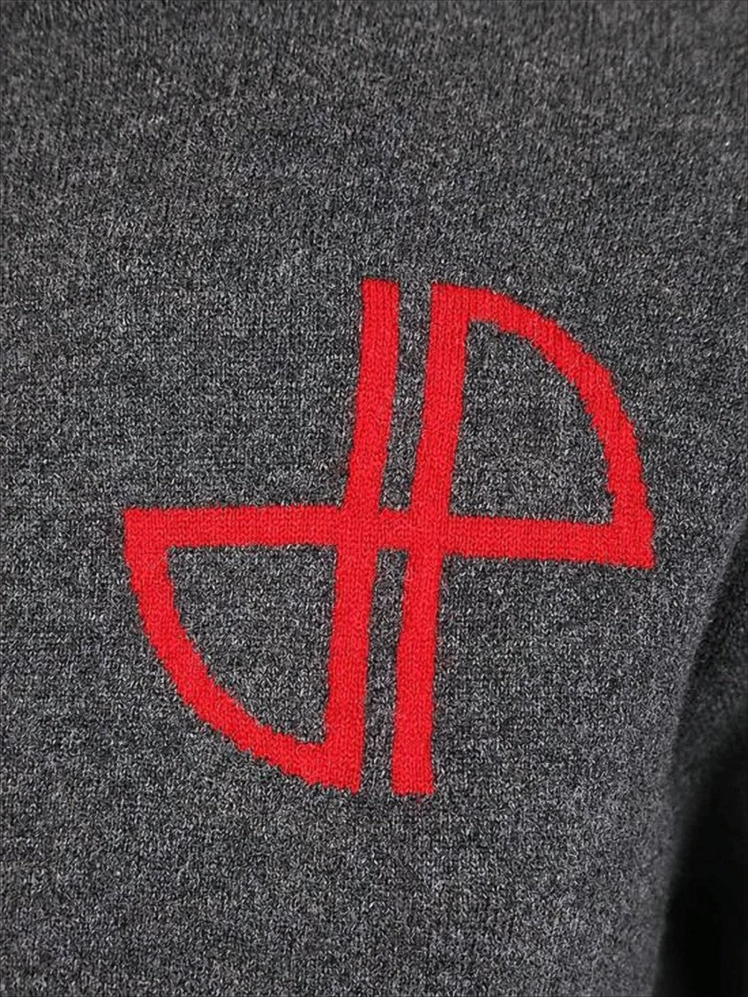 Patou Charcoal Grey Turtleneck Sweater With Contrasting Cuff