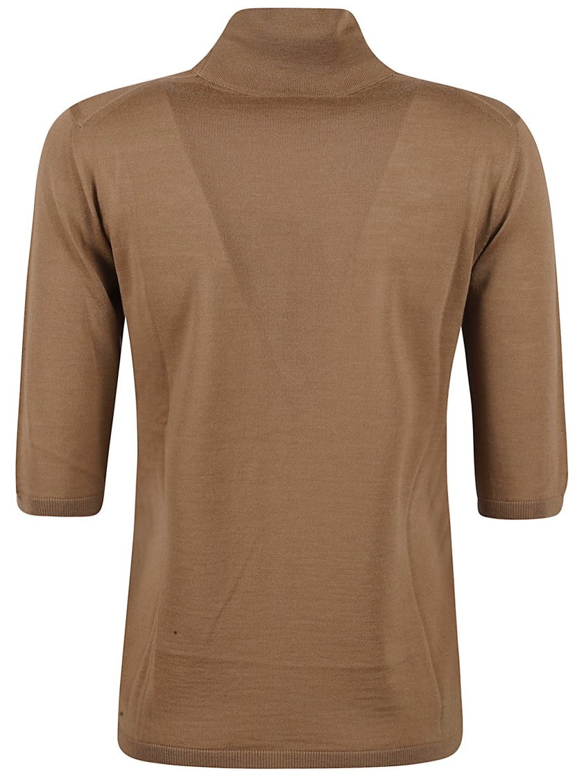 Max Mara Fitted Brown Sweater With High Neck