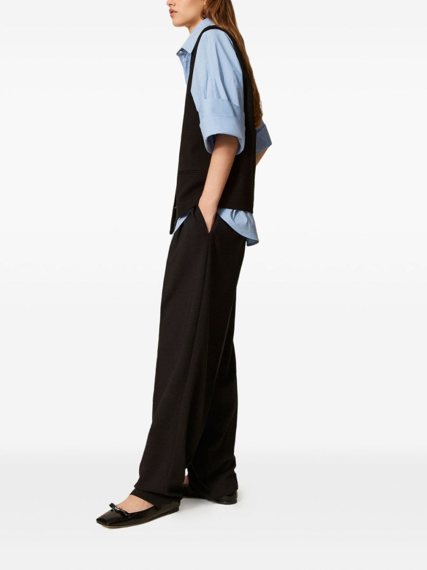 Twin-Set Tailored Wide-Leg Trousers With Front Pleats