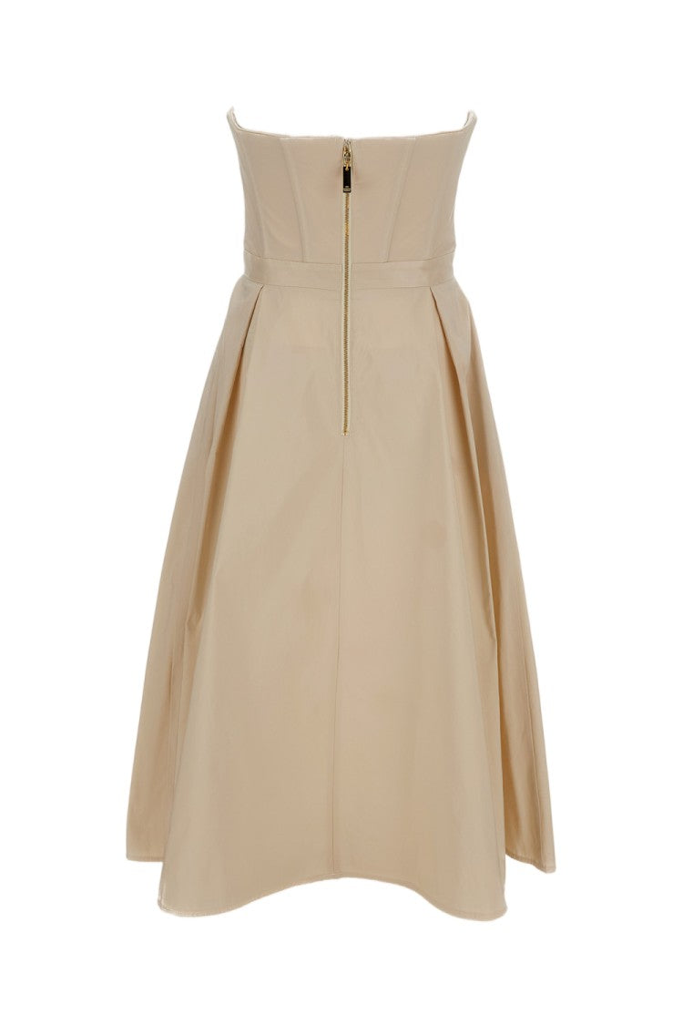 Elisabetta Franchi Beige Ottoman Bodice Dress