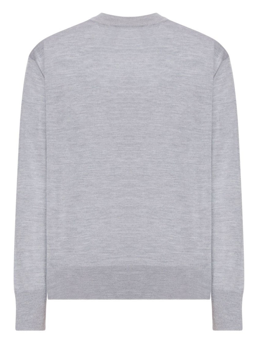 Ami Paris Grey Embroidered Logo Crew Neck Sweater