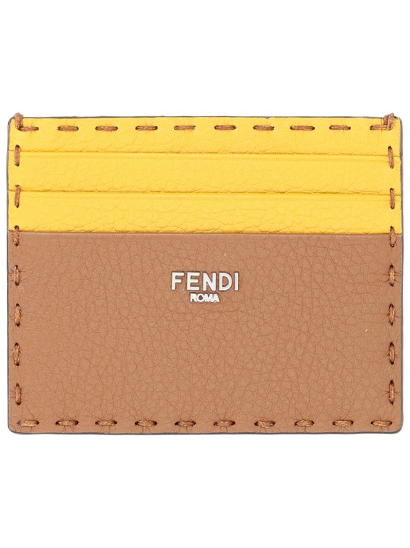 Fendi Two-Tone Calf Leather Card Holder