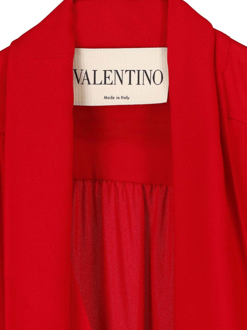 Valentino Classic Button-Down Blouse With Bow Tie Neckline