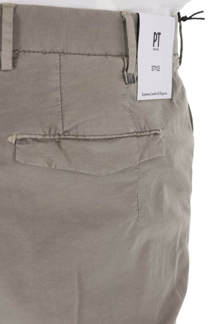 Pt Torino Master Fit Cotton-Linen Trousers