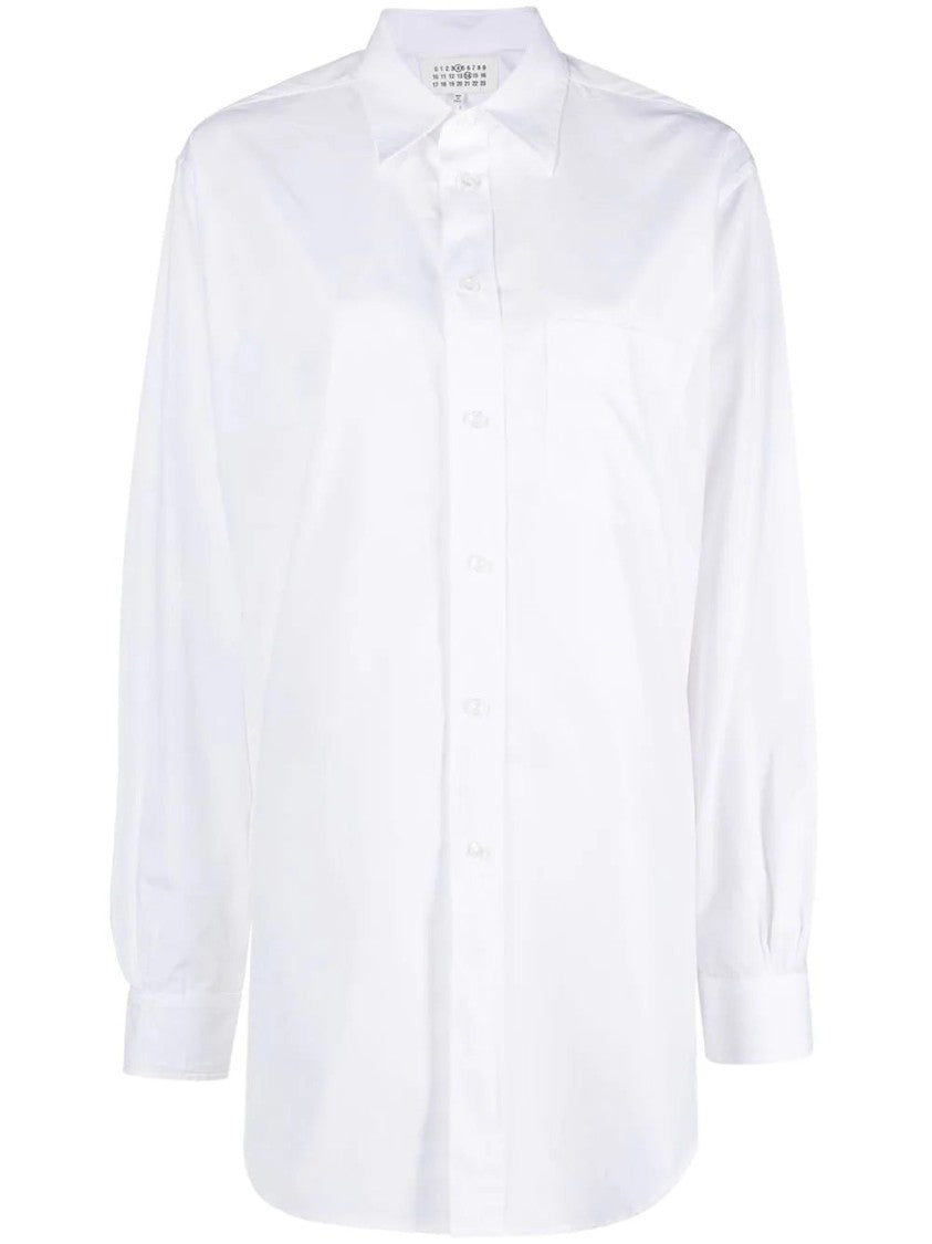 Maison Margiela Crisp Cotton Long Sleeve Shirt With Button-Down Front And Chest Pocket