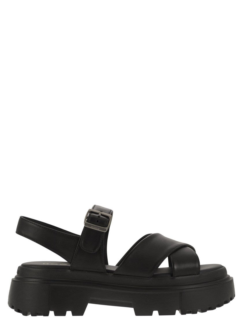 Hogan Leather Sandal With Midsole