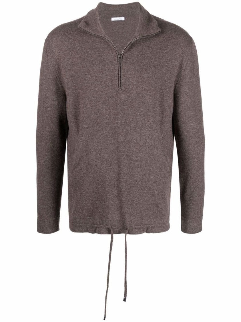 Malo Half-Zip Cashmere Sweater With Adjustable Hem