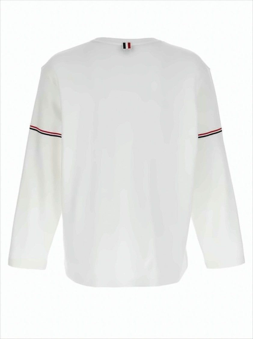 Thom Browne Long-Sleeve Cotton T-Shirt With Signature Stripe Details