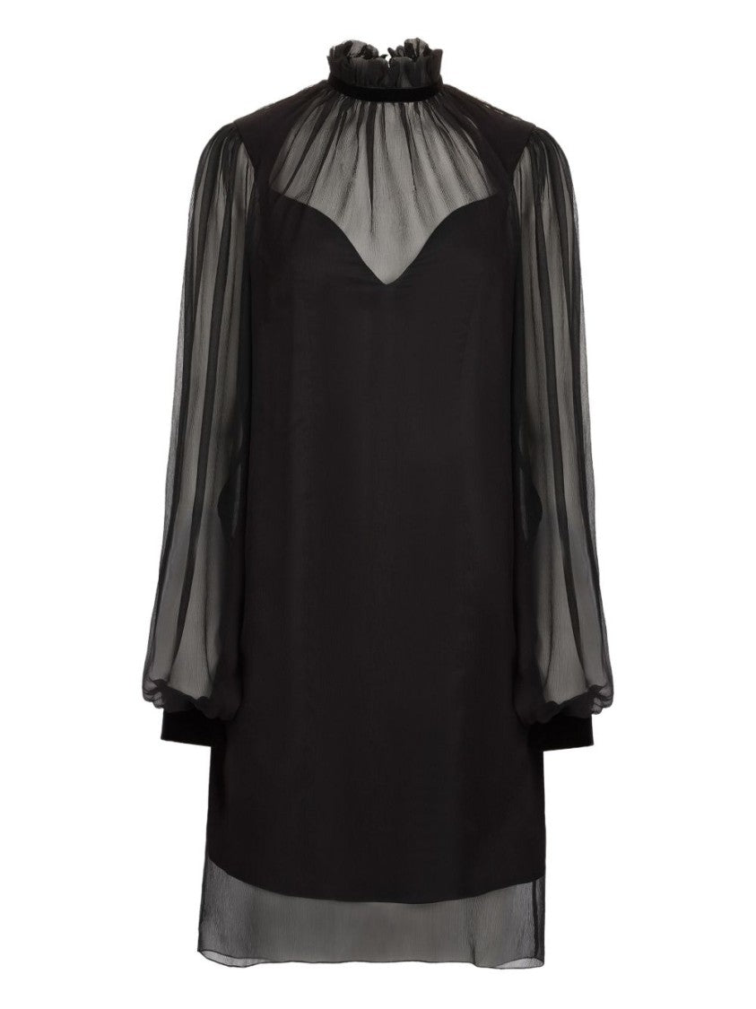 Nina Ricci Black High Neck Balloon Sleeve Dress