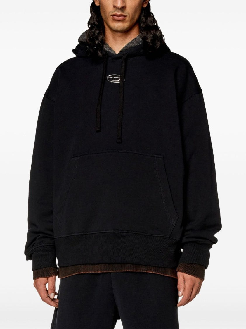 Diesel Black Relaxed Fit Hooded Sweater With Kangaroo Pocket