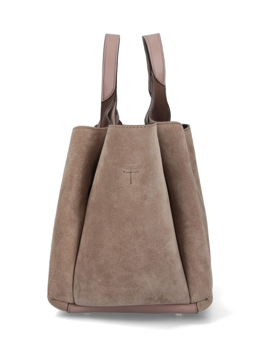 Tod's Mini Suede Tote Bag With Silver Charm