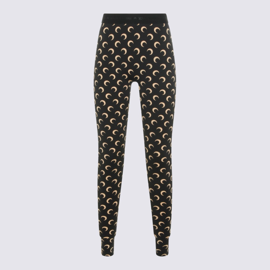 Marine Serre Tight-Fit Black Trousers With Moon Print Design