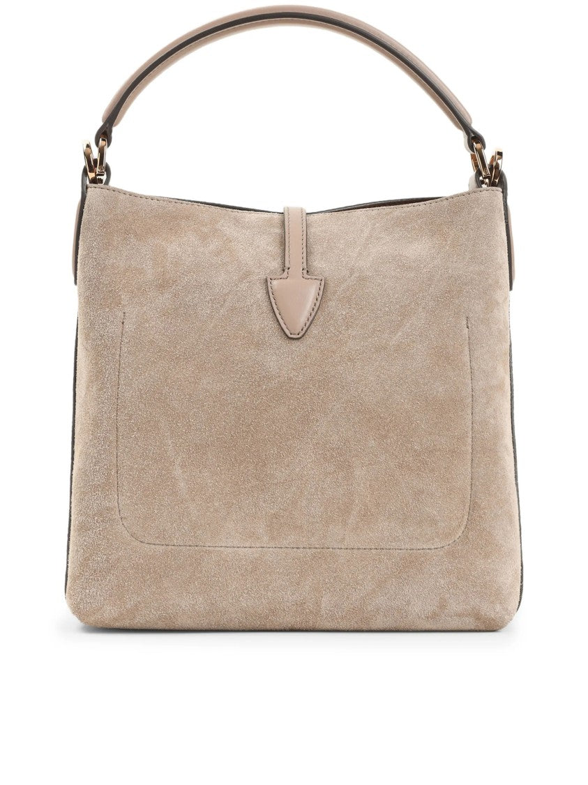 Tod's Beige Structured Suede Handbag