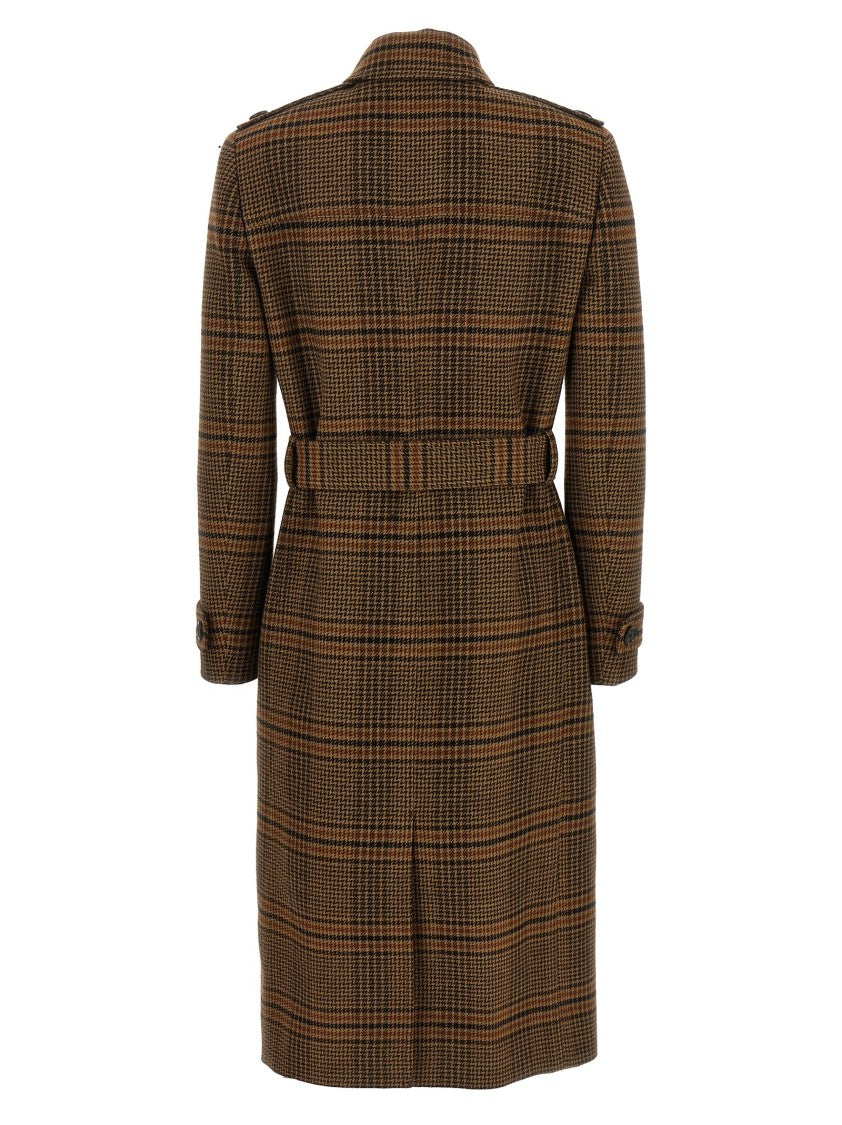 Saint Laurent Prince Of Wales Wool Coat