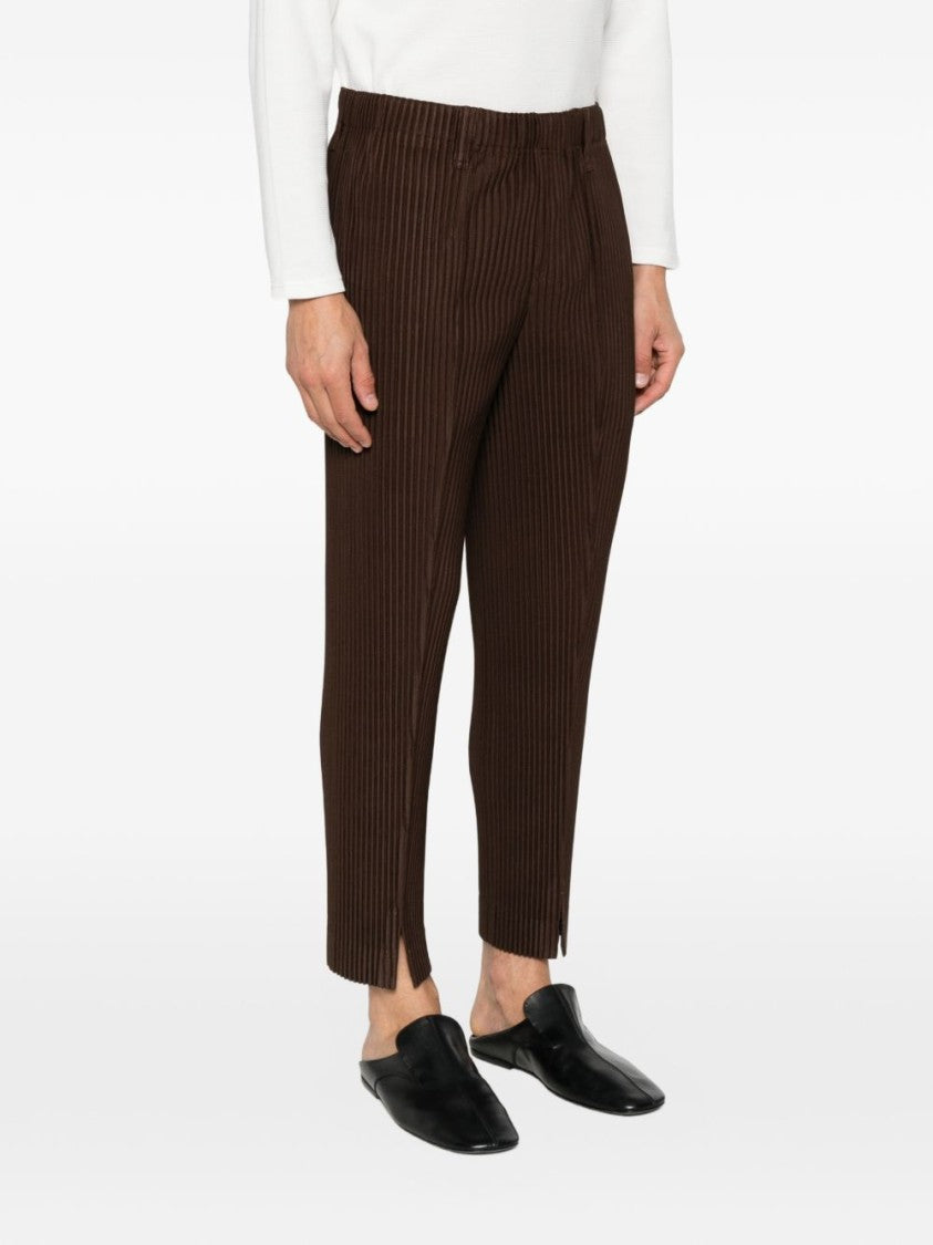 Homme Plissé Issey Miyake Textured Pleated Trousers With Straight-Leg Silhouette