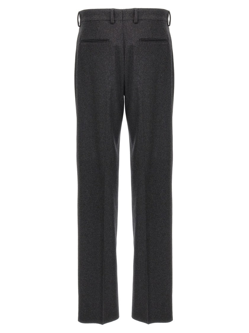 Fendi Straight Leg Cashmere Trousers With Pressed Pleat