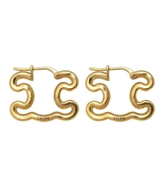 Celine Abstract Sculptural Gold Earrings With Flowing Lines