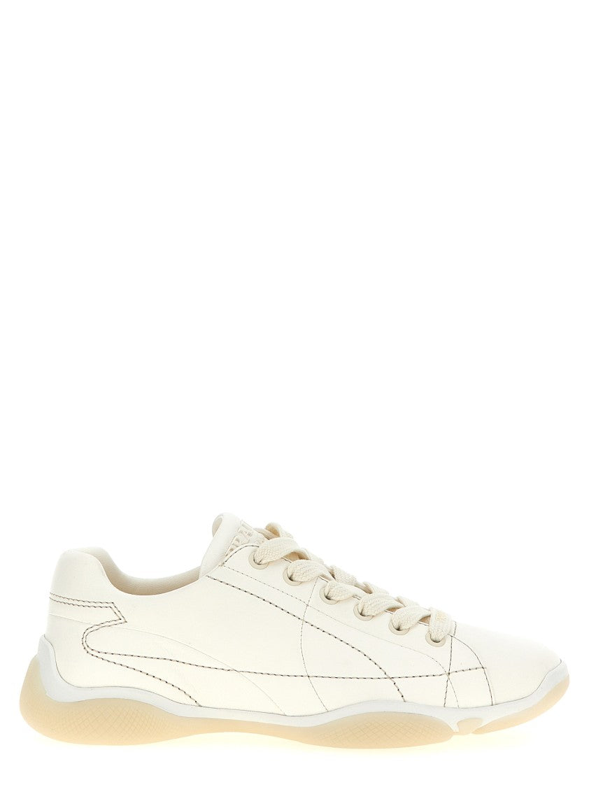 Prada Nappa Leather Sneakers With Contrast Stitching