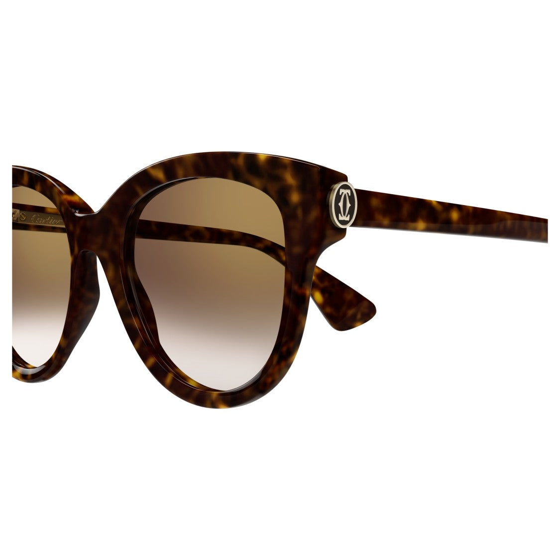 Cartier Rounded Tortoiseshell Frame Sunglasses With Gradient Lenses
