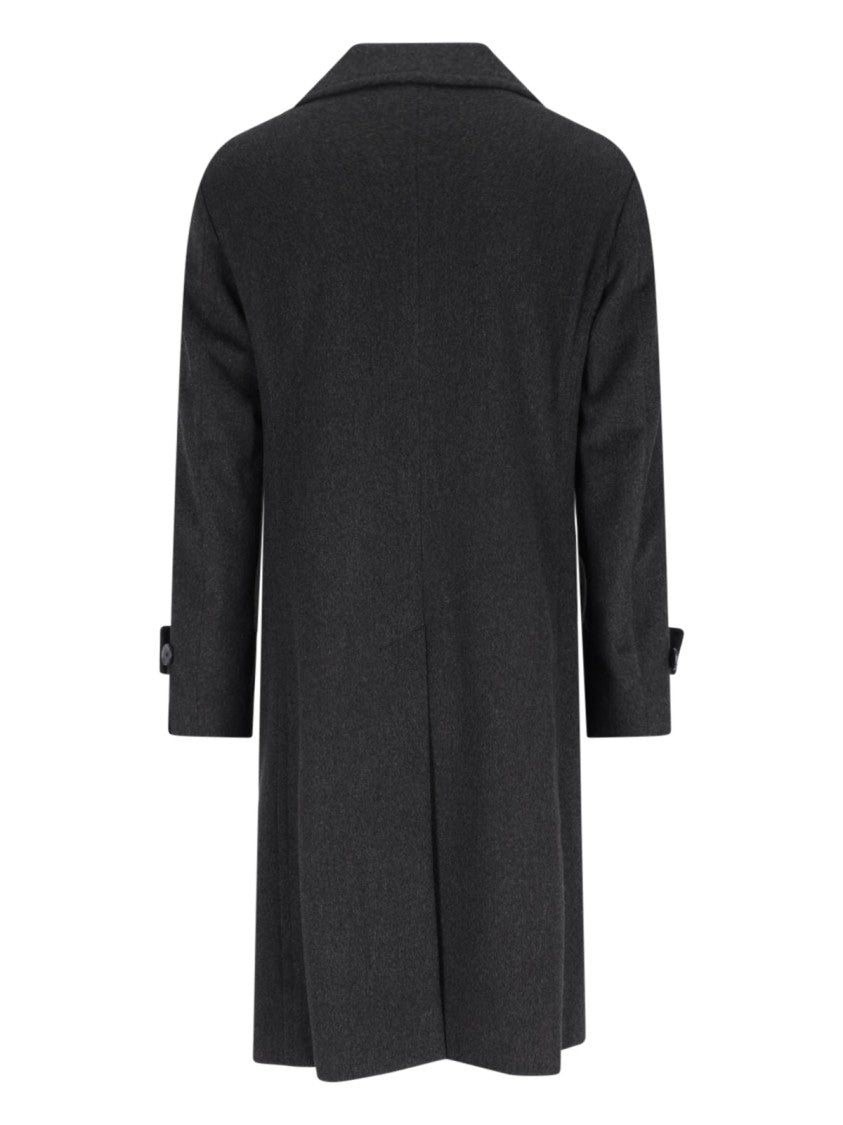 Caruso Double-Breasted Grey Coat With Notched Lapel