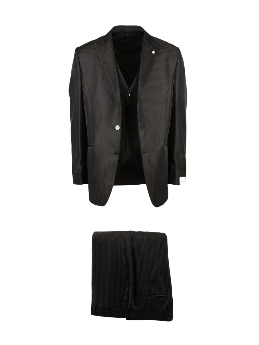 Luigi Bianchi Three-Piece Brown Suit With Lamé Jacket And Matching Vest