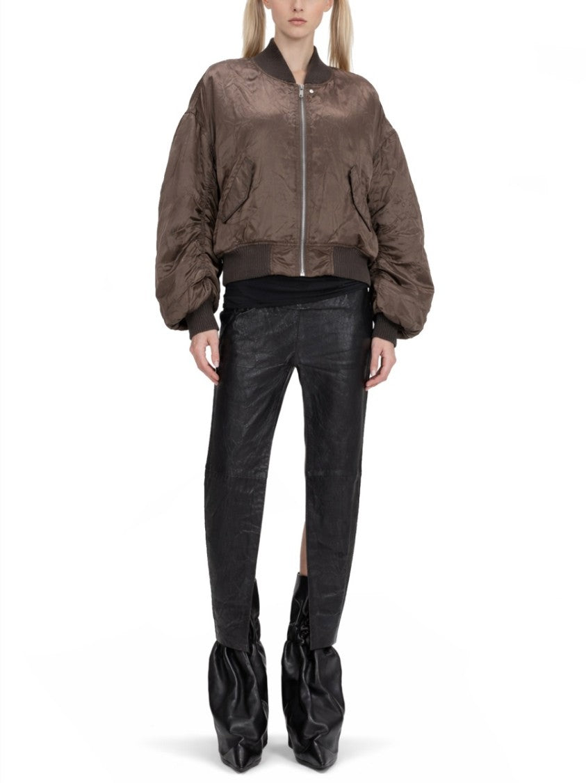 Rick Owens Bucket Flight Cupro Ruched Bomber Jacket