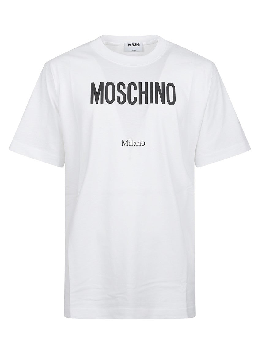 Moschino Logo Printed White Cotton T-Shirt