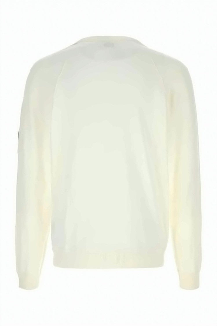 C.P. Company Minimalist Crew Neck Sweater With Unique Sleeve Patch