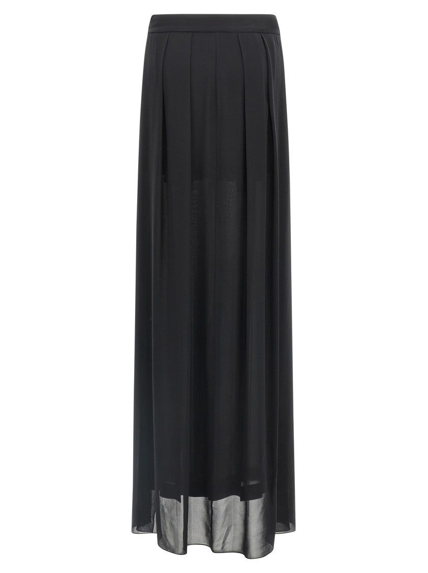 Alberta Ferretti High-Waisted Silk Georgette Palazzo Pants With Asymmetrical Back Panel