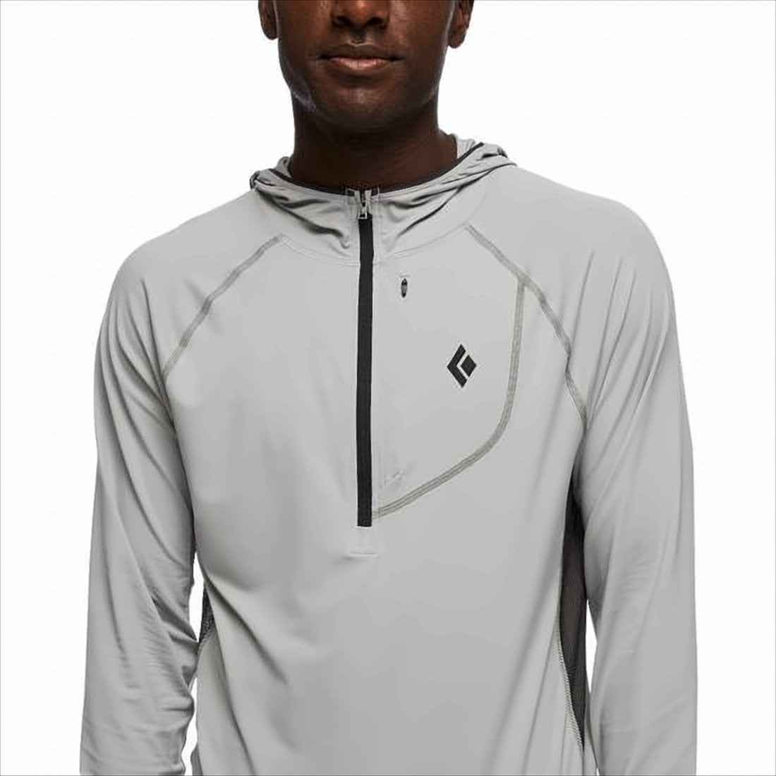 Black Diamond Grey Long-Sleeve Half-Zip Top With Hood