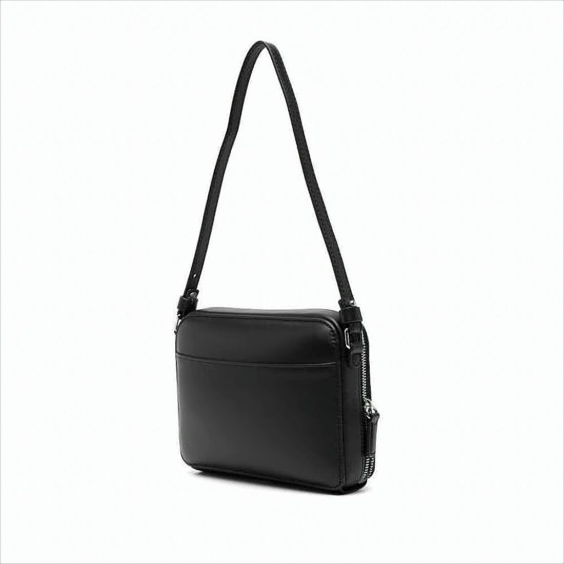 Courrèges Rectangular Black Calf Leather Clutch With Detachable Straps