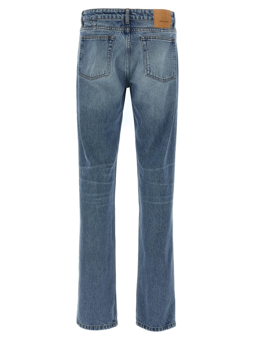 Ami Delavé Finish Straight Leg Denim Jeans With Button Closure