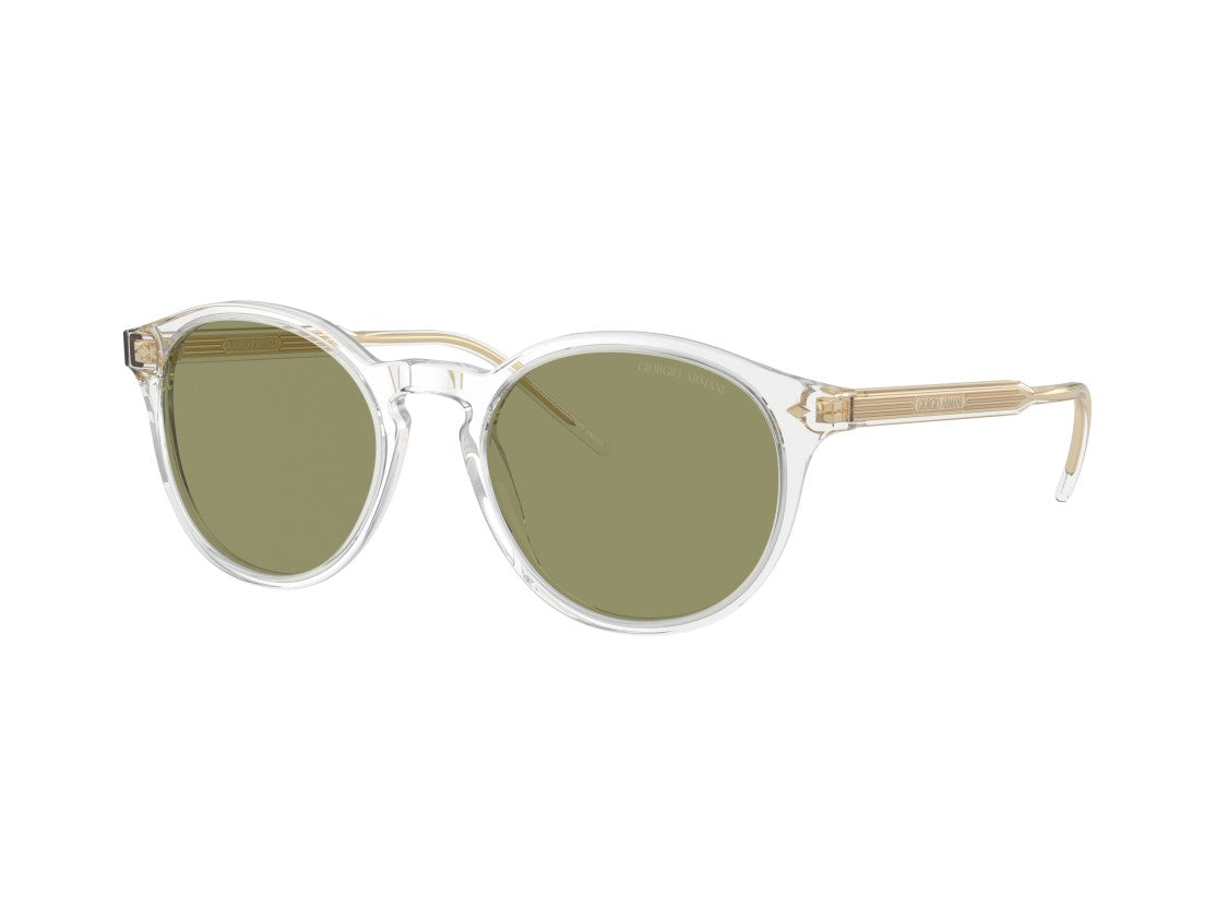 Giorgio Armani Olive Green 0Ar8211 Translucent Acetate Round Sunglasses