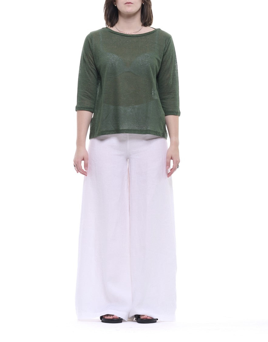 Hira White Linen Trousers