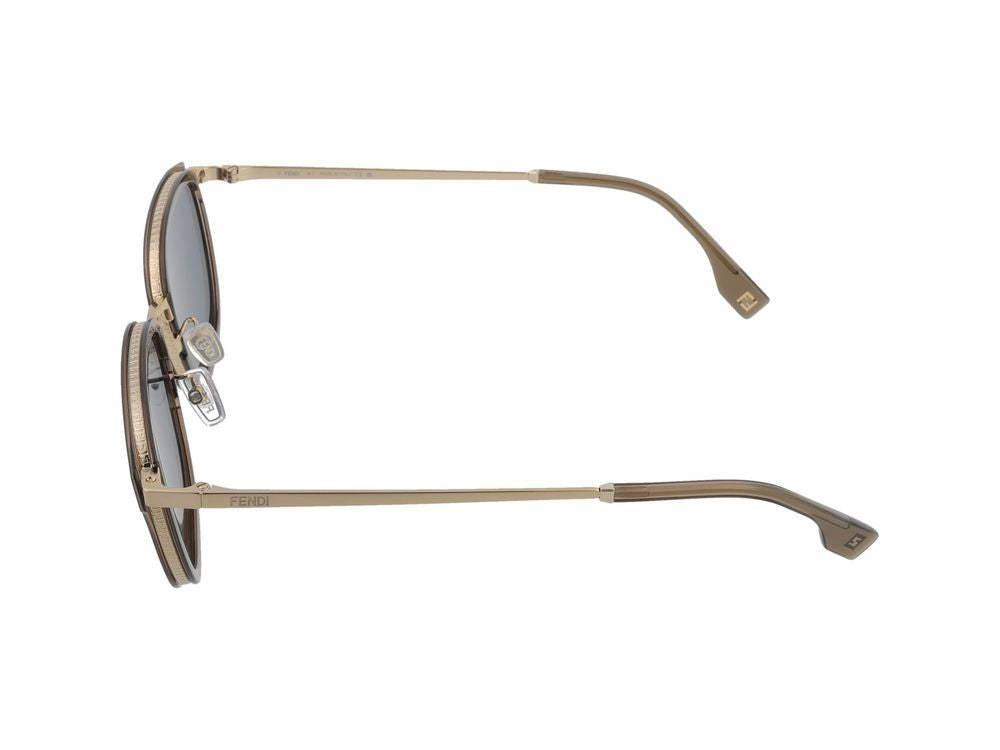 Maison Fendi Translucent Brown Metallic Accent Square Frame Sunglasses