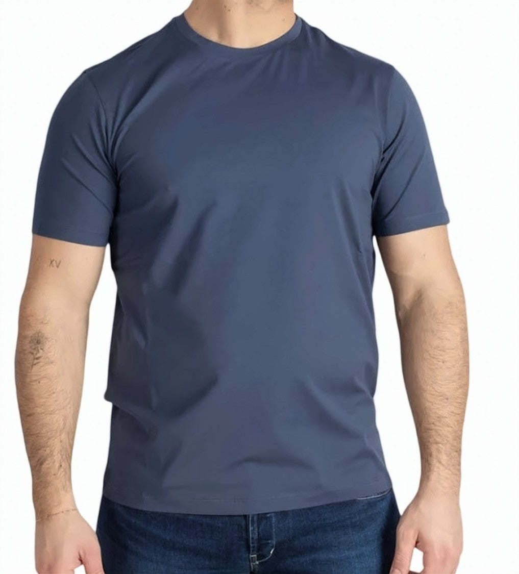 Herno Light Blue Crewneck Cotton T Shirt
