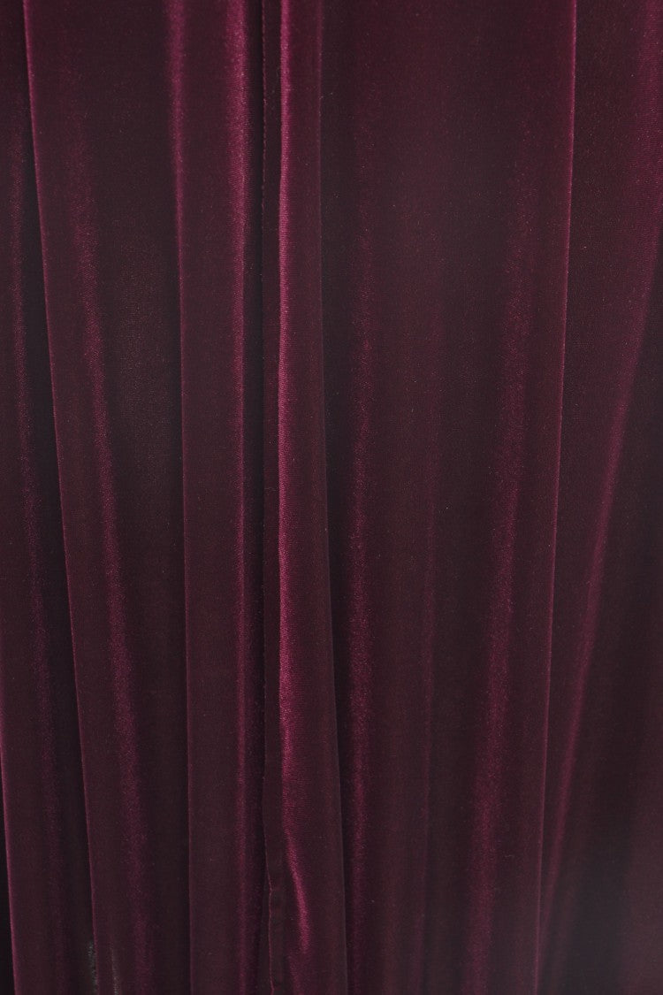 Gender Burgundy Velvet Maxi Dress With Fitted Bodice