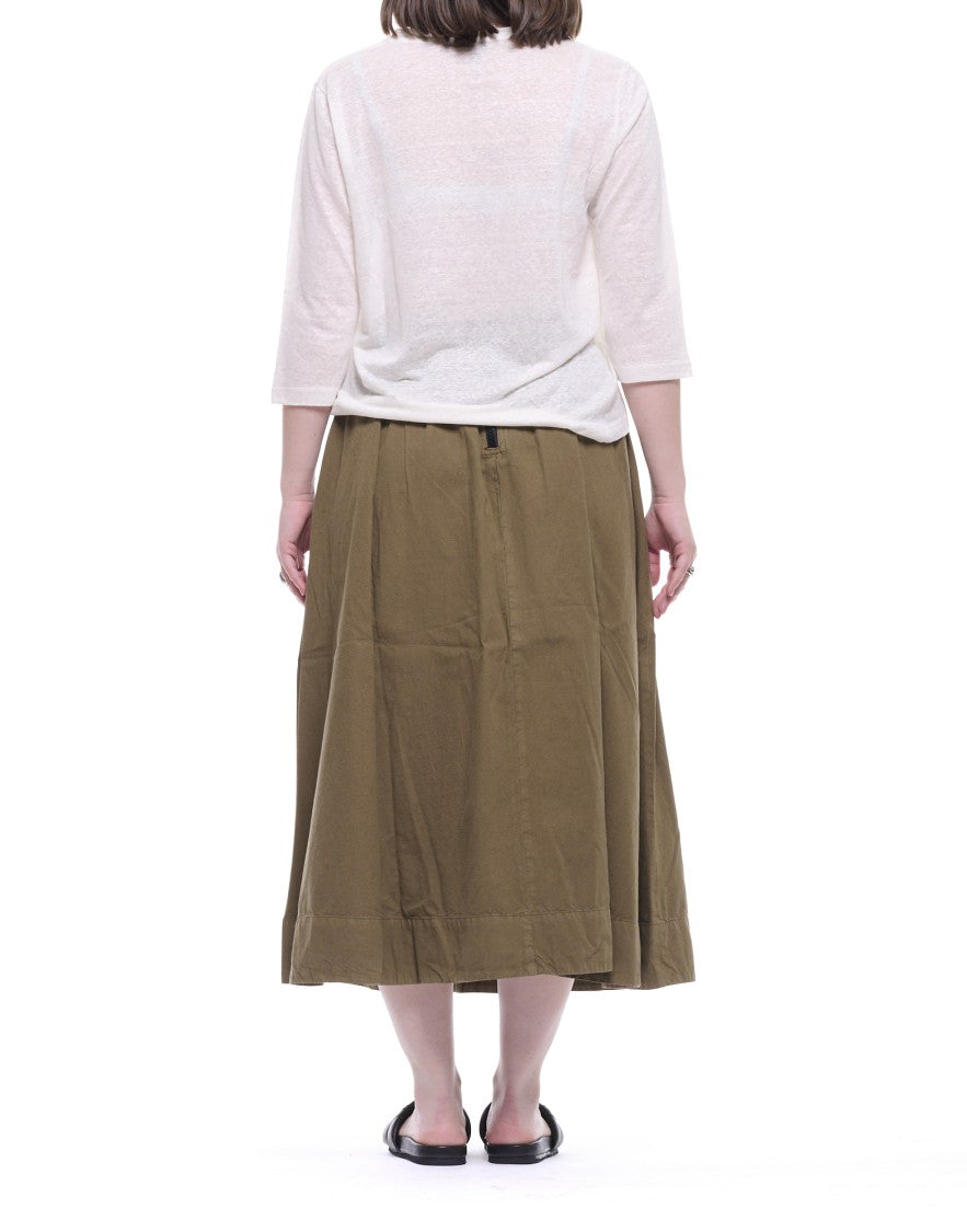 Eat Dust 673 Canteen Green Wide Pleated Midi Skirt