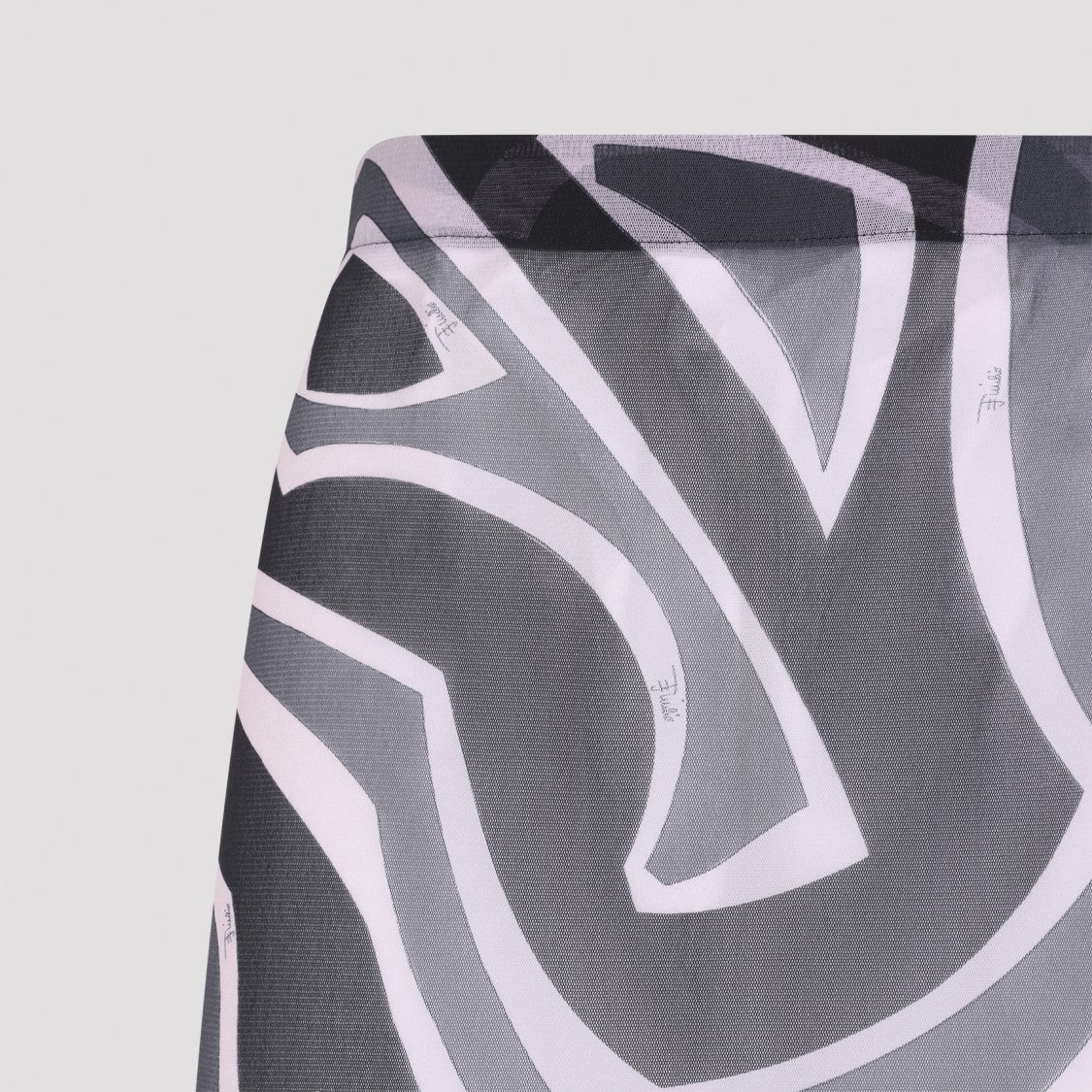 Pucci Frilled Hem Tulle Midi Skirt With Abstract Print