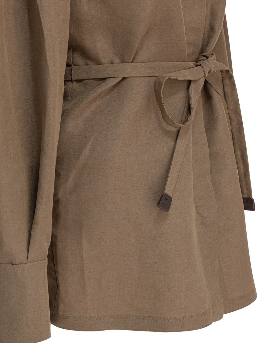Max Mara Beige Linen-Silk Blend Shirt