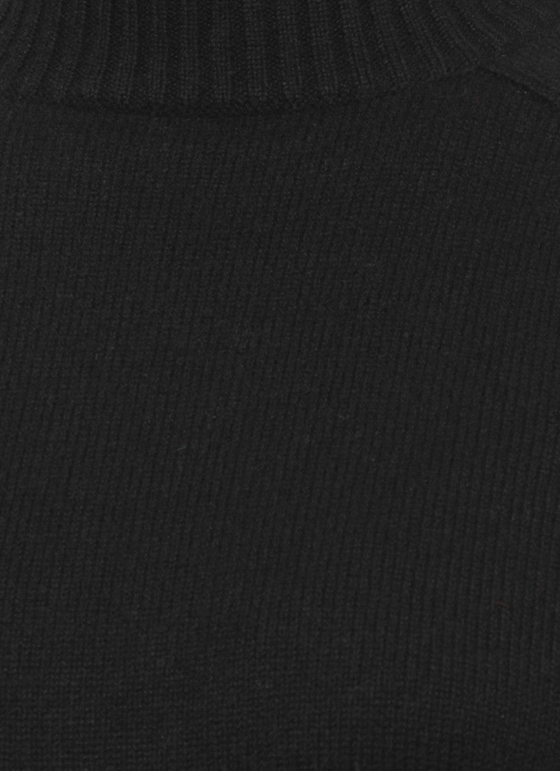 Loulou De Saison Black Short-Sleeve High Neck Cashmere Sweater