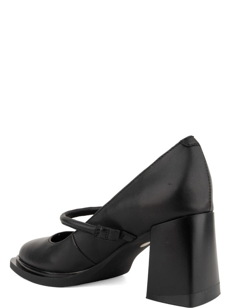 Linda Baumann Black Smooth Leather Buckle Low-Heel Pumps