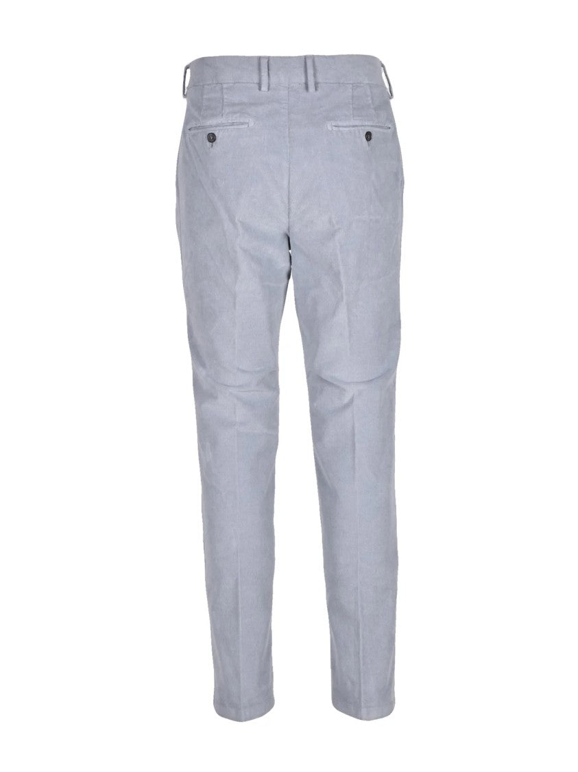 Cruna Light Grey Stretch Cotton-Blend Corduroy Straight-Leg Pants