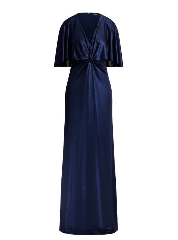 Polo Ralph Lauren Blue V Neck Cape Front Dress