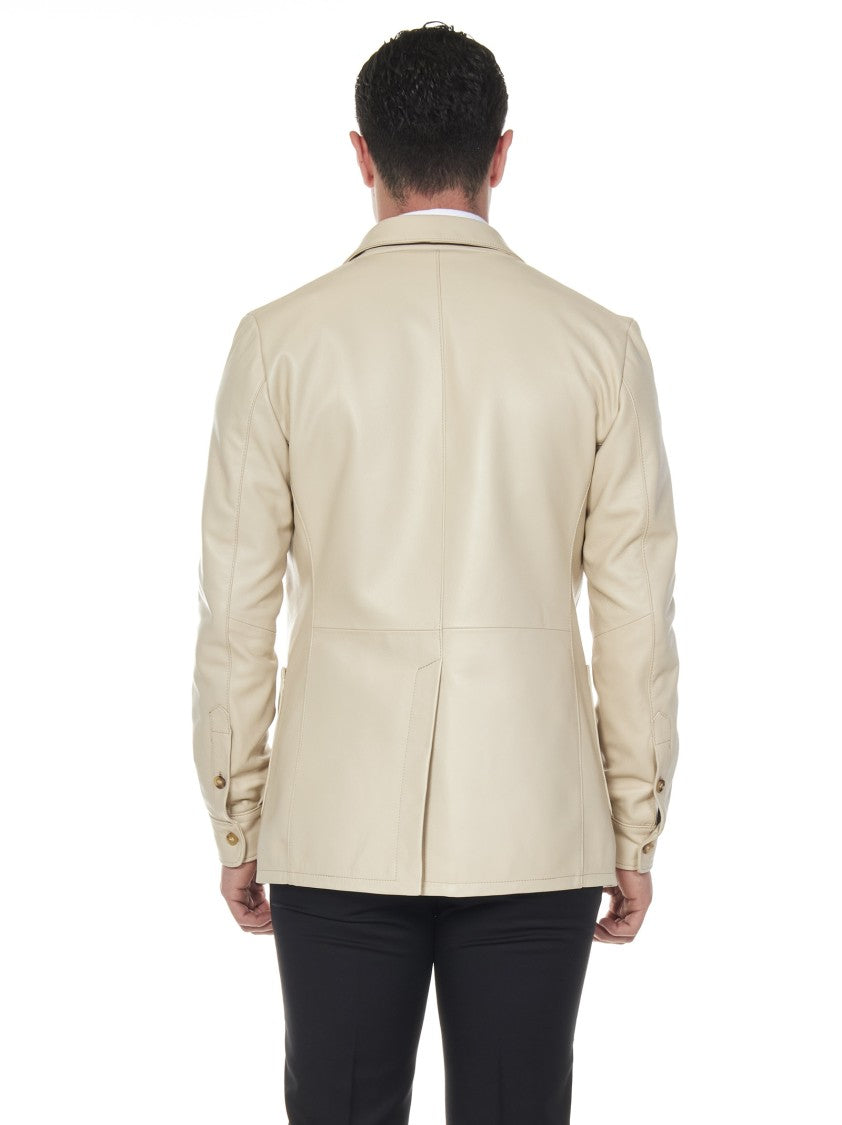 Franzese Collection Tailored Beige Leather Jacket