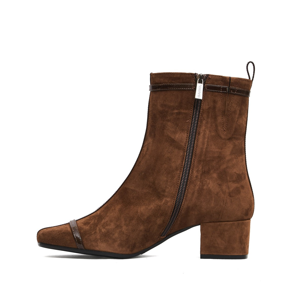 Carel Paris Brown Suede Ankle Boots With Decorative Buckled Straps