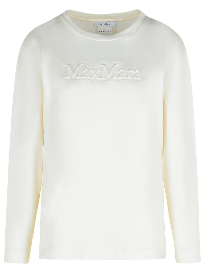 Max Mara Berma' Sweatshirt In White Silk And Cotton